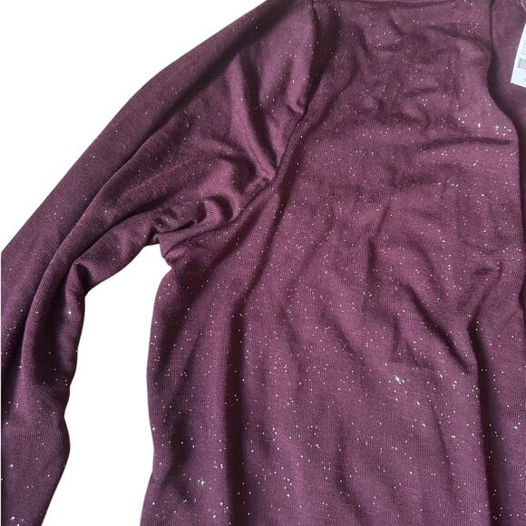 NWT Lane Bryant | Burgundy Glitter Open-Front Long-Line Cardigan | Size 18/20 - Picture 4 of 8